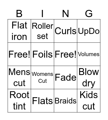 Hair Bingo Card