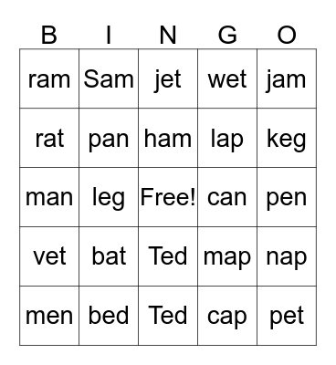 Spotlight on first phonics-2-unit-1/2,3,4 Bingo Card