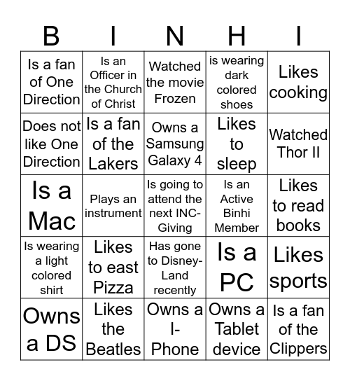 How I Got To Know This Brother/Sister Bingo Card