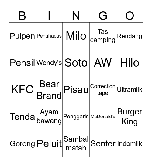 Bingo Bango Bingo Card