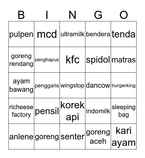 jisu jisu jisu jisu Bingo Card