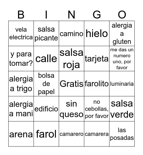 luminarias & sancho's  Bingo Card