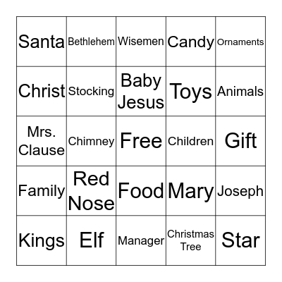 santa Bingo Card