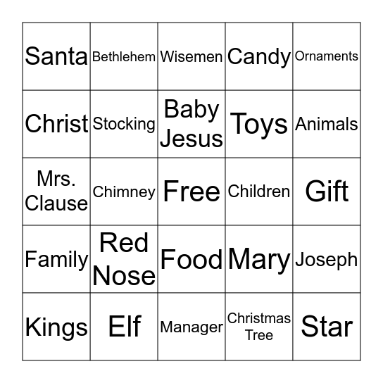 santa Bingo Card