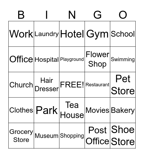 -   Places   - Bingo Card
