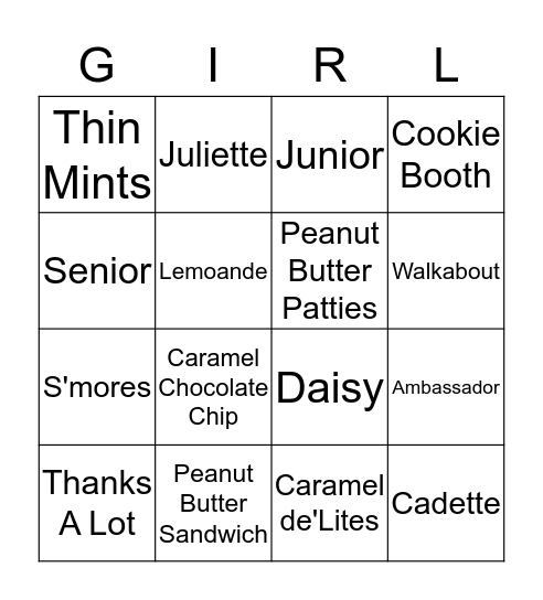 Cookies!!! Bingo Card