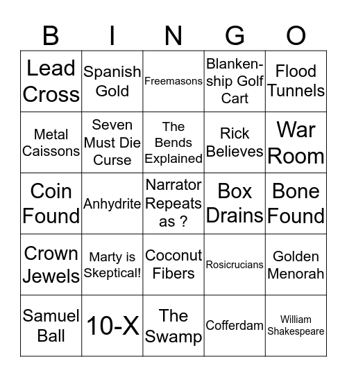 THE CURSE OF OAK ISLAND BINGO Card