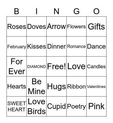 Valentines Day Bingo Card