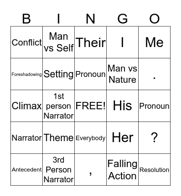 Exam Review Bingo Card