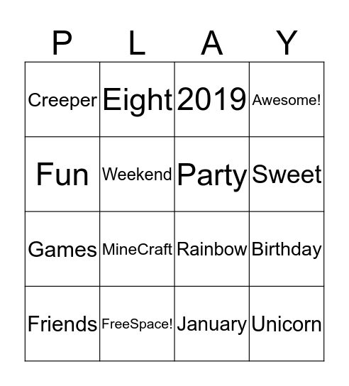 BirthdayBingo Card