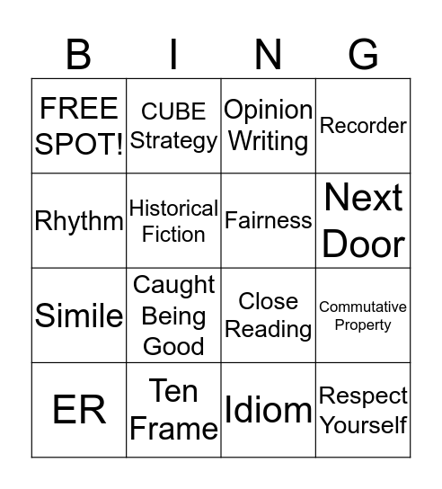Learning at Hahntown! Bingo Card