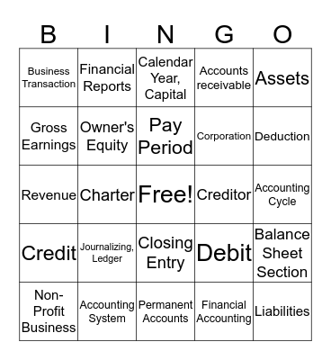 Accounting Bingo Card