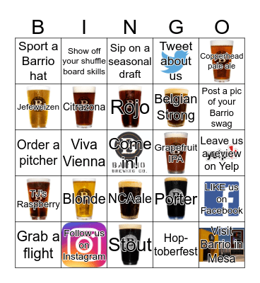 Barrio's Beer Week Bingo Card