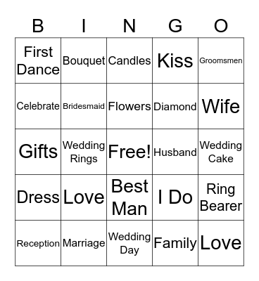 Bridal Shower Bingo Card