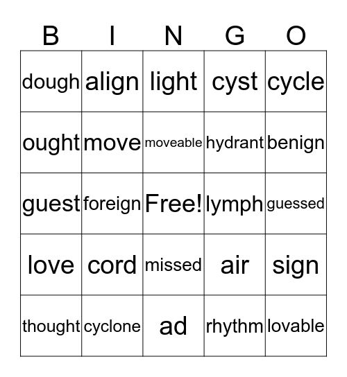 Bingo List #1-6 Bingo Card