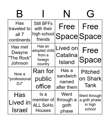 Ice Breaker Bingo Card