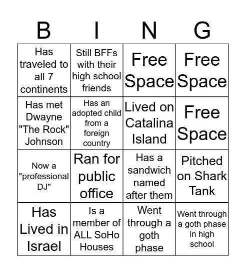 Ice Breaker Bingo Card