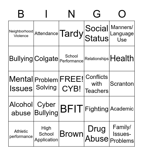 City Year BINGO Card