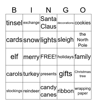 Christmas Bingo Card