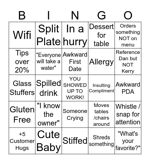 TAVERN Bingo Card