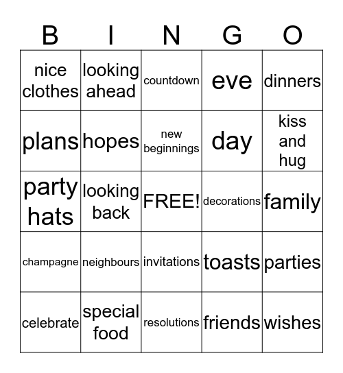 The New Year Bingo Card