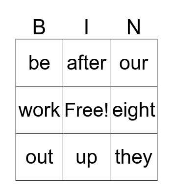 High Frequency Work Bingo Card