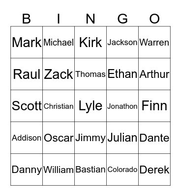 Love Shack Bingo Card