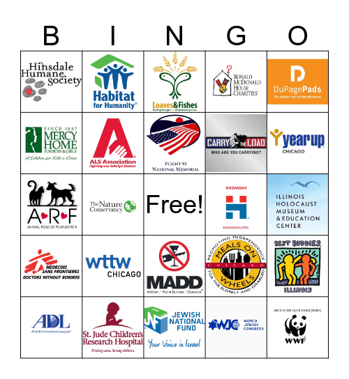 Charity Bingo Card