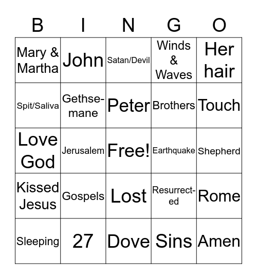 New Testament Bingo #4 Bingo Card