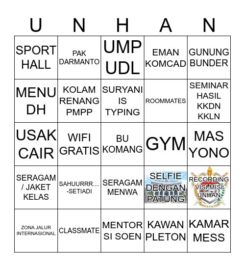 Seberapa UNHAN kamu? Bingo Card