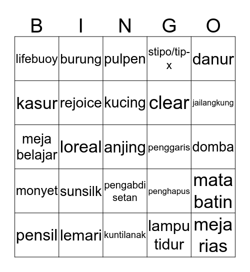 bingo pusing pusing Bingo Card