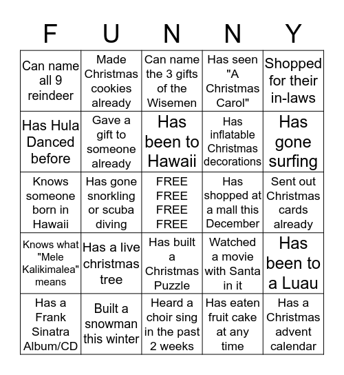 FIND SOMEONE WHO.... BINGO!!! Bingo Card