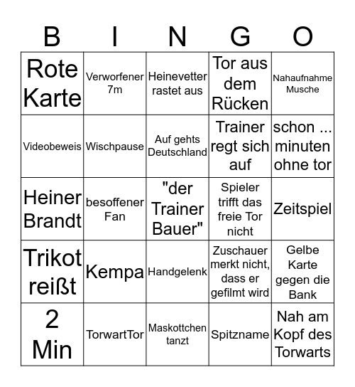 Handball! Bingo Card