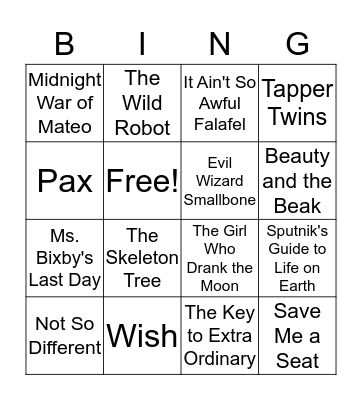 Battle of the Books Bingo Card