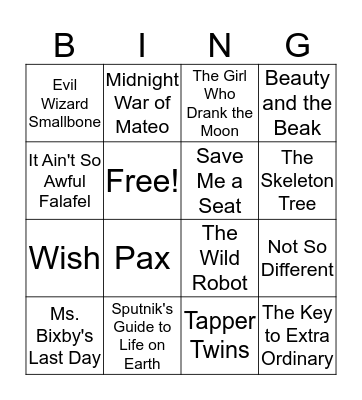 Battle of the Books Bingo Card