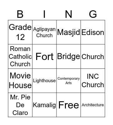 Road to Bingo Card