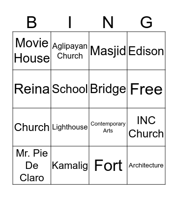 Road to Bingo Card