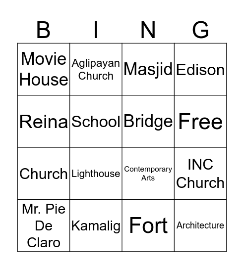 Road to Bingo Card