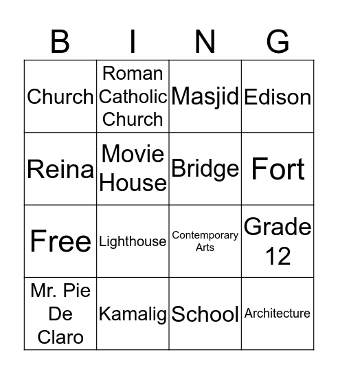 Road to Bingo Card