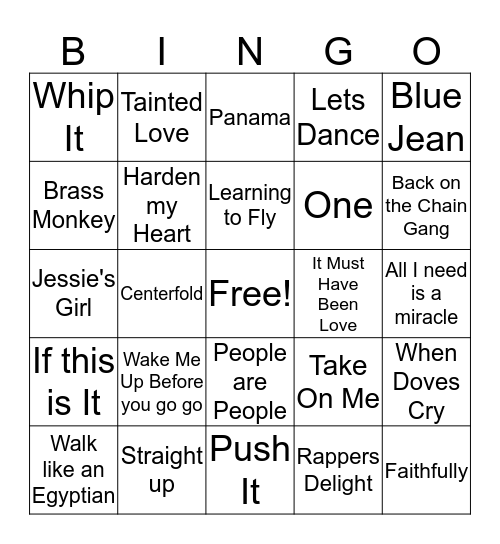 80s Bingo Card