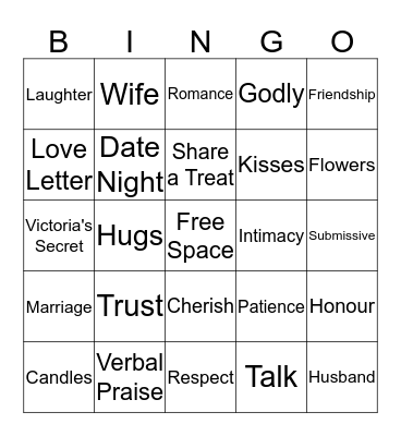 Marriage Enrichment Seminar Bingo Card