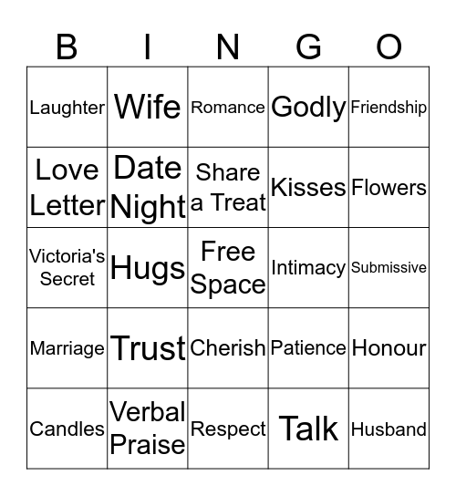 Marriage Enrichment Seminar Bingo Card