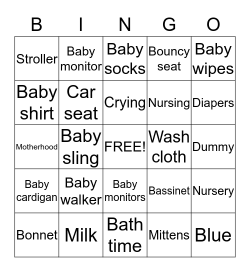 Baby Thomson Bingo Card