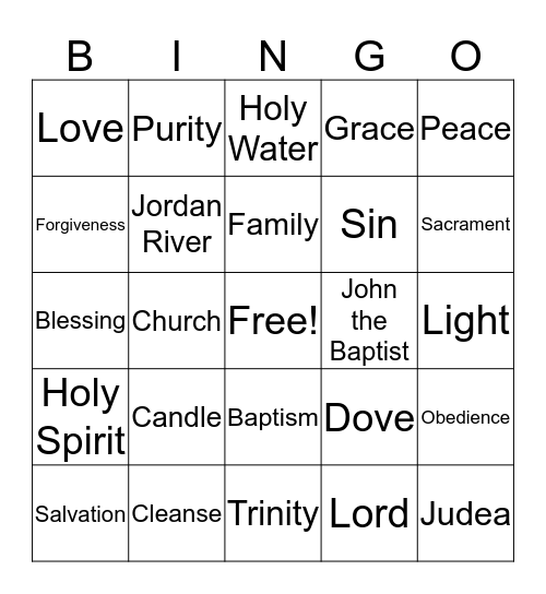 BAPTISM Bingo Card