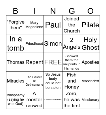 New Testament #3 Bingo Card