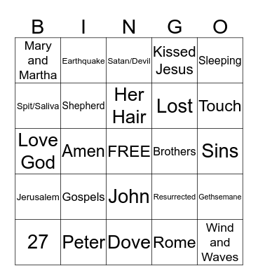New Testament #4 Bingo Card