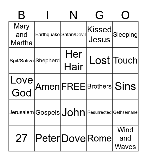 New Testament #4 Bingo Card