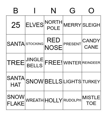 CHRISTMAS Bingo Card