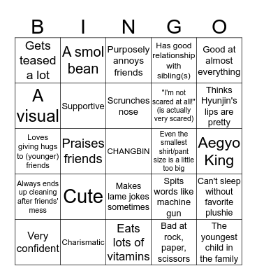 Stray Kids Bingo Card