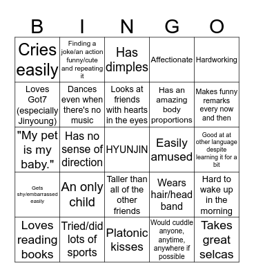 Stray Kids Bingo Card